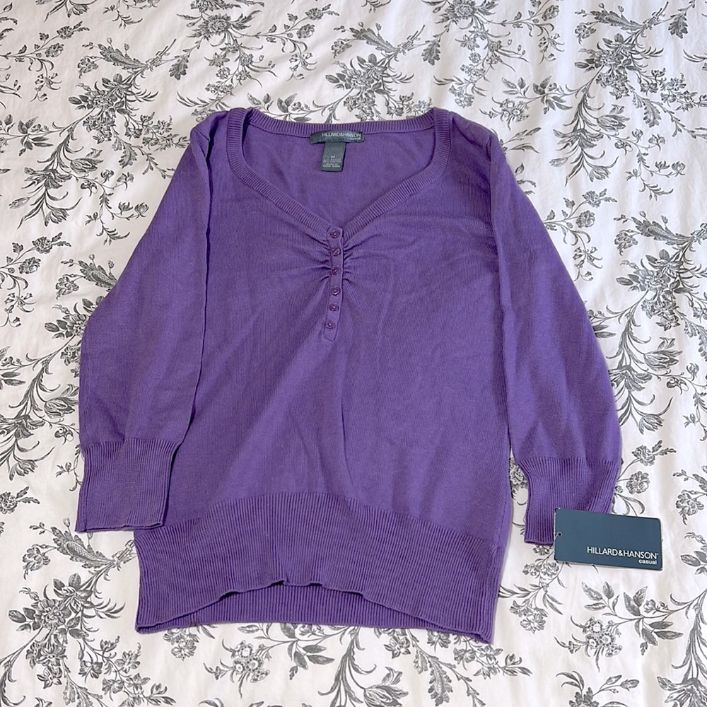 Hillary and Hanson Casual Lilac Button Top